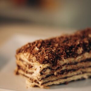 Close-up of a slice of tiramisu