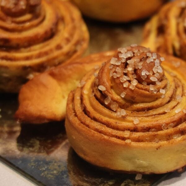 Pecan morning buns with a glossy glaze