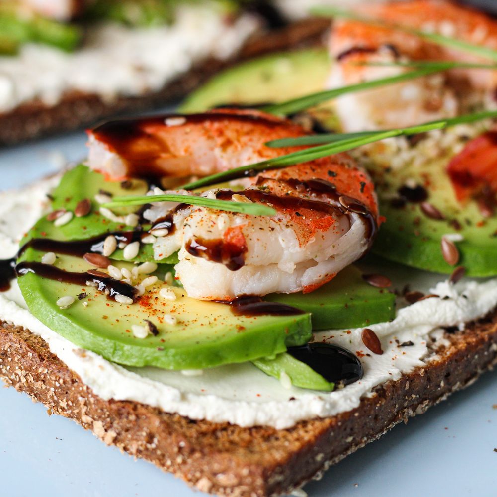 Smoked salmon and avocado on rye bread