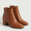Block Heel Ankle Boot, Cognac
