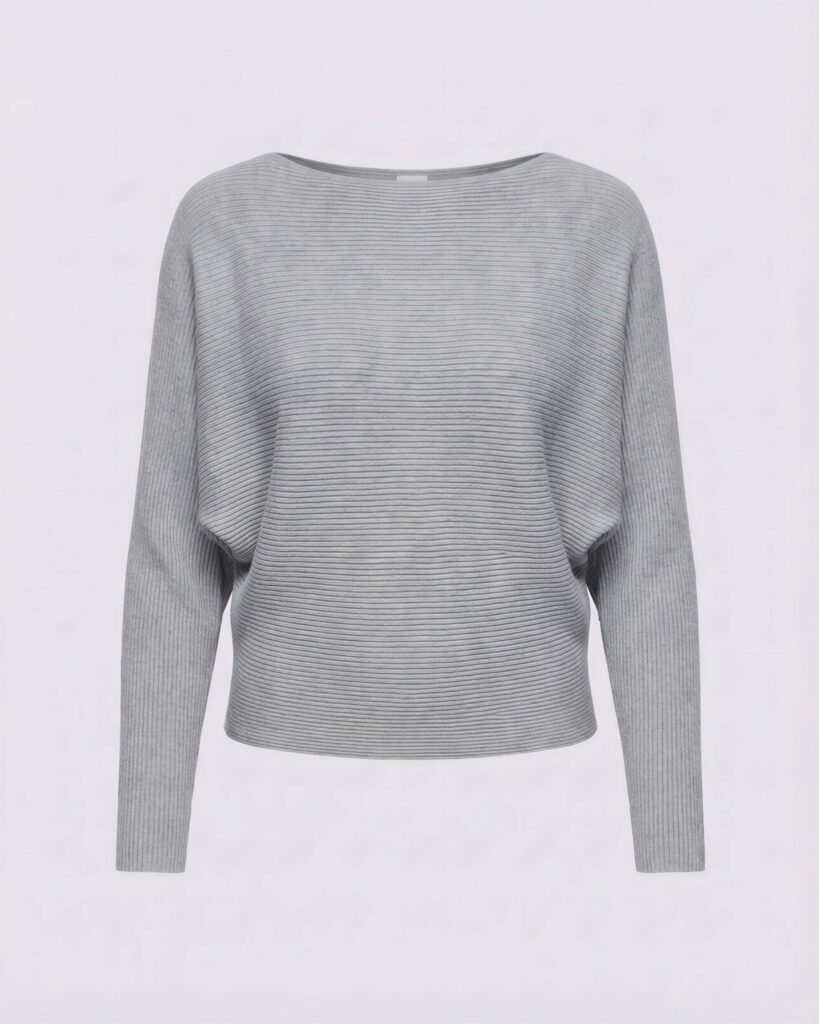 Boatneck Knit Jumper, Heather Grey