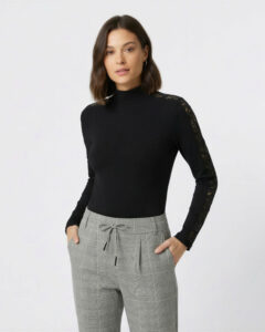 Lace Sleeve Turtleneck Top