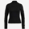 Lace Sleeve Turtleneck Top