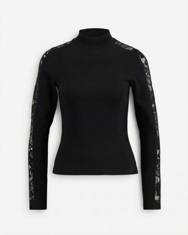 Lace Sleeve Turtleneck Top