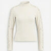 Lace Sleeve Turtleneck Top, Off White