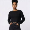 Ribbed Crop Sweater, Jet Black