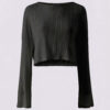 Ribbed Crop Sweater, Jet Black