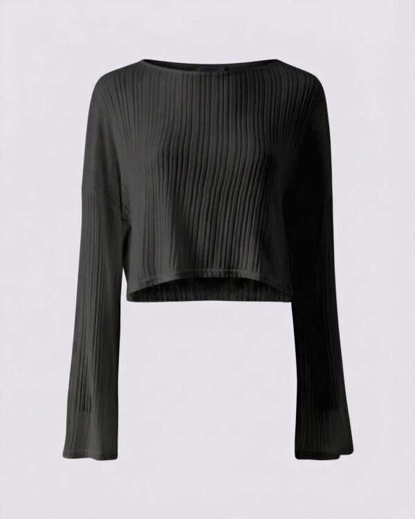 Ribbed Crop Sweater, Jet Black