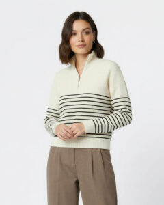 Striped Half Zip Knit Jumper