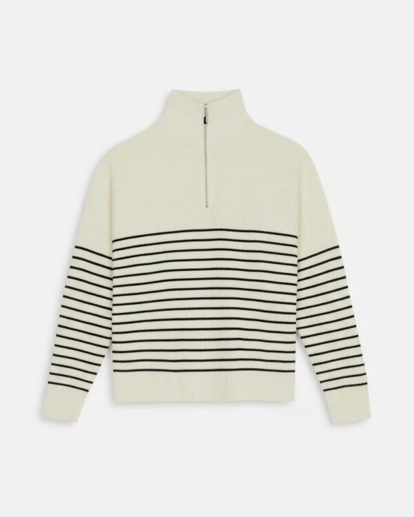 Striped Half Zip Knit Jumper