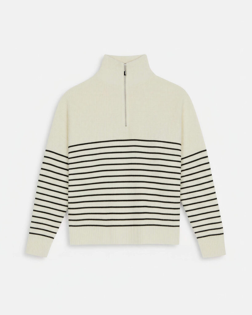 Striped Half Zip Knit Jumper
