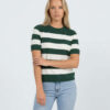 Striped Knit Tee, Forest Green