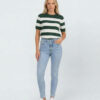 Striped Knit Tee, Forest Green