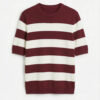 Striped Knit Tee, Burgundy