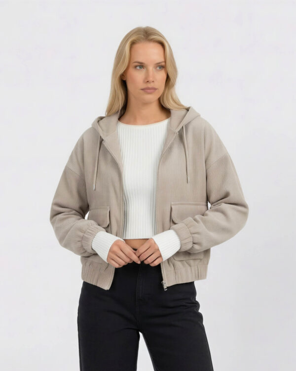 Zip Utility Hoodie Jacket, Stone