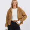 Zip Utility Hoodie Jacket, Camel