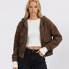 Zip Utility Hoodie Jacket, Chocolate