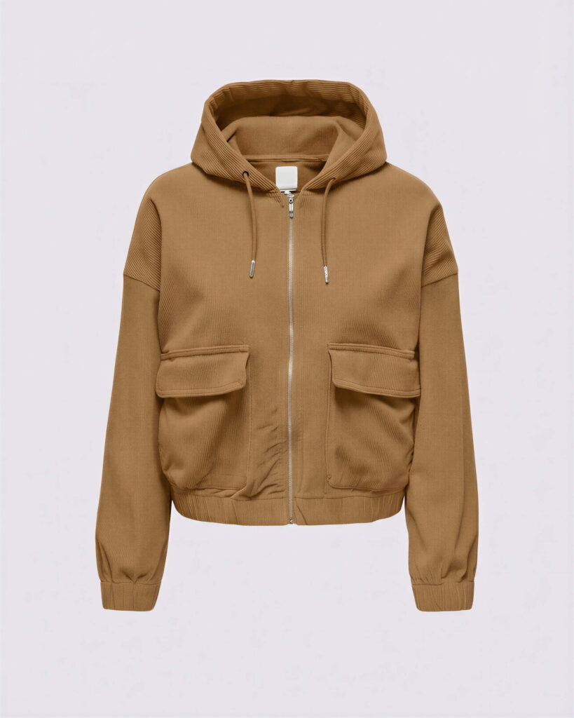Zip Utility Hoodie Jacket, Camel