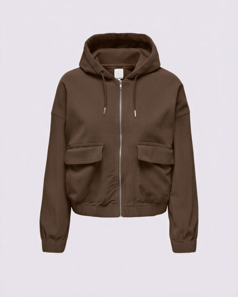 Zip Utility Hoodie Jacket, Chocolate