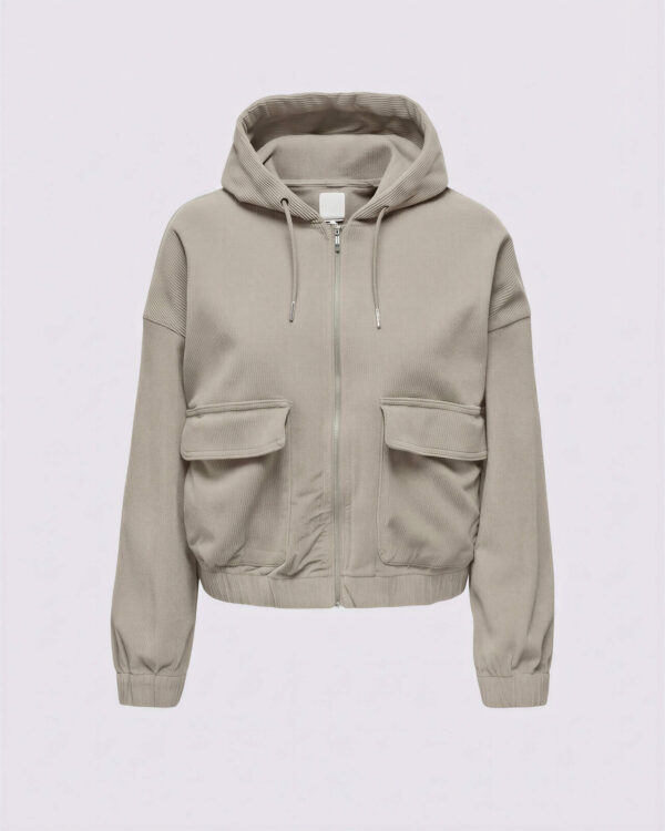 Zip Utility Hoodie Jacket, Stone