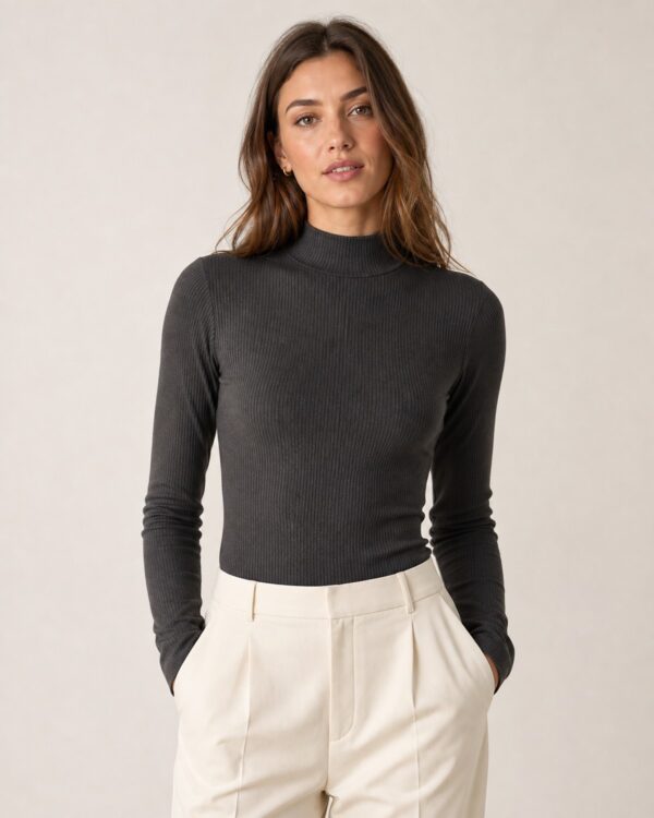 Fine Rib Mockneck Top women's product image