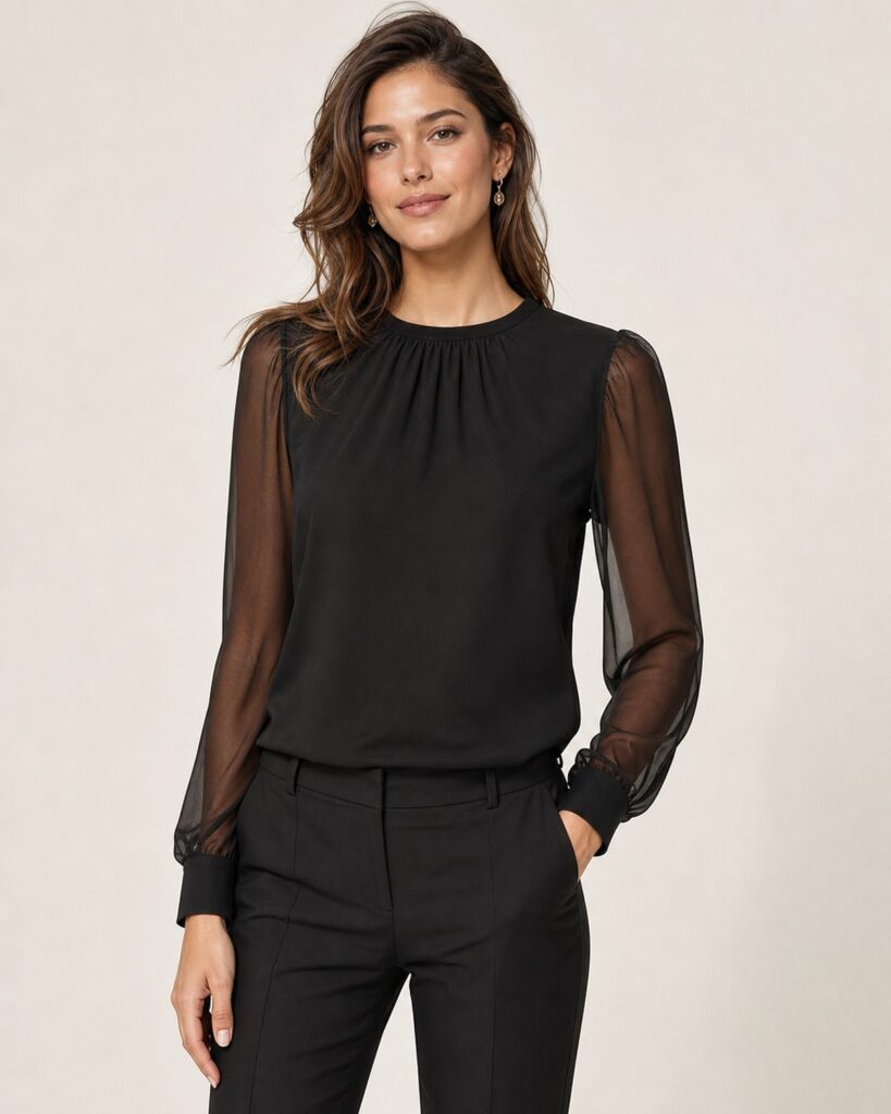 Sheer Sleeve Evening Top women's product image