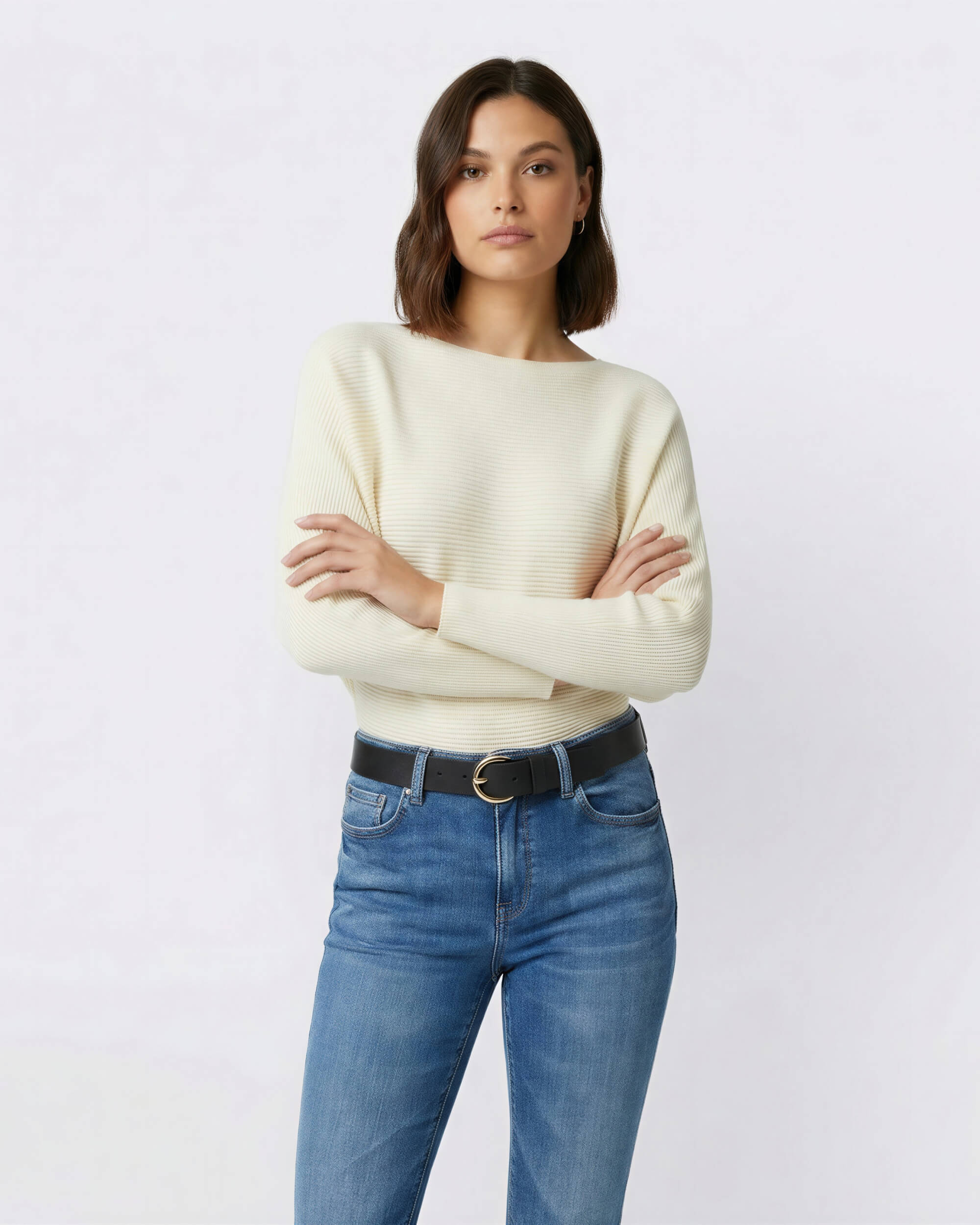 Boatneck Knit Jumper in Soft Cream