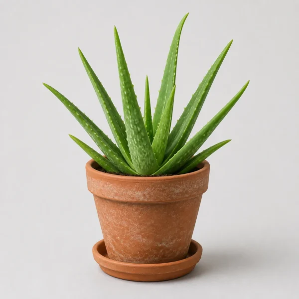 Aloe Vera Clay Pot front view