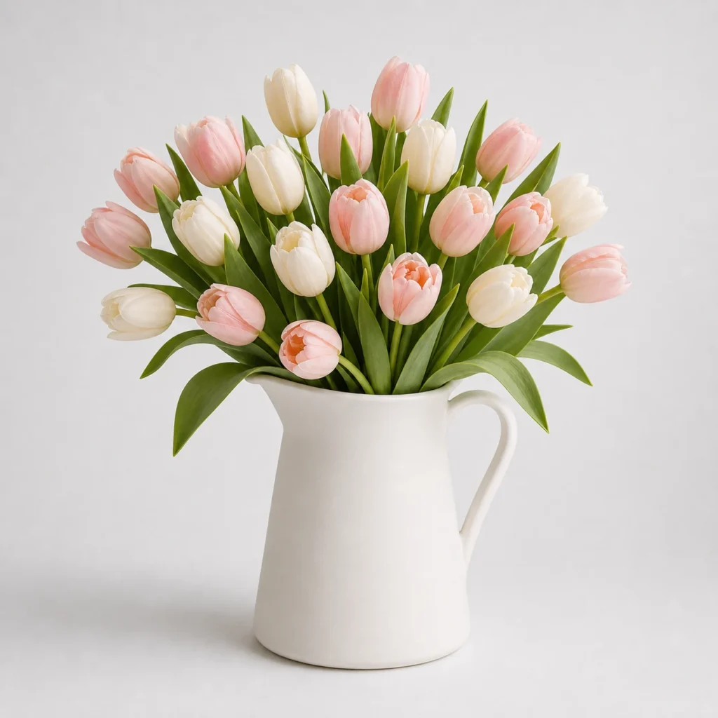 Blush Tulip Bouquet front view