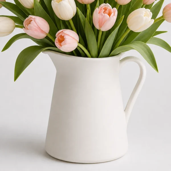 Blush Tulip Bouquet container detail