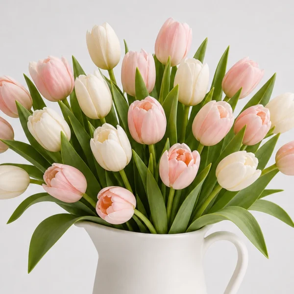 Blush Tulip Bouquet detail view