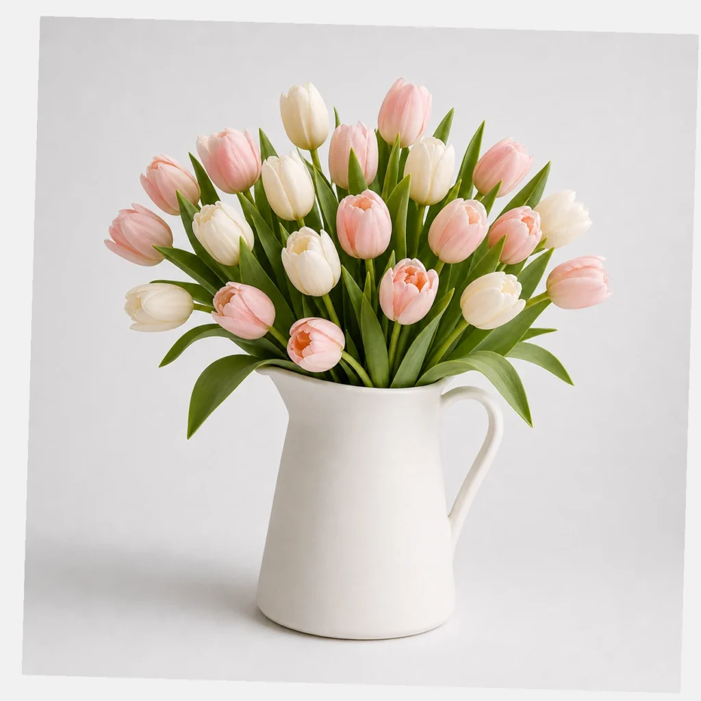 Blush Tulip Bouquet styled view