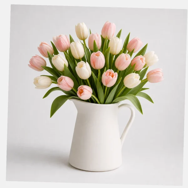 Blush Tulip Bouquet styled view