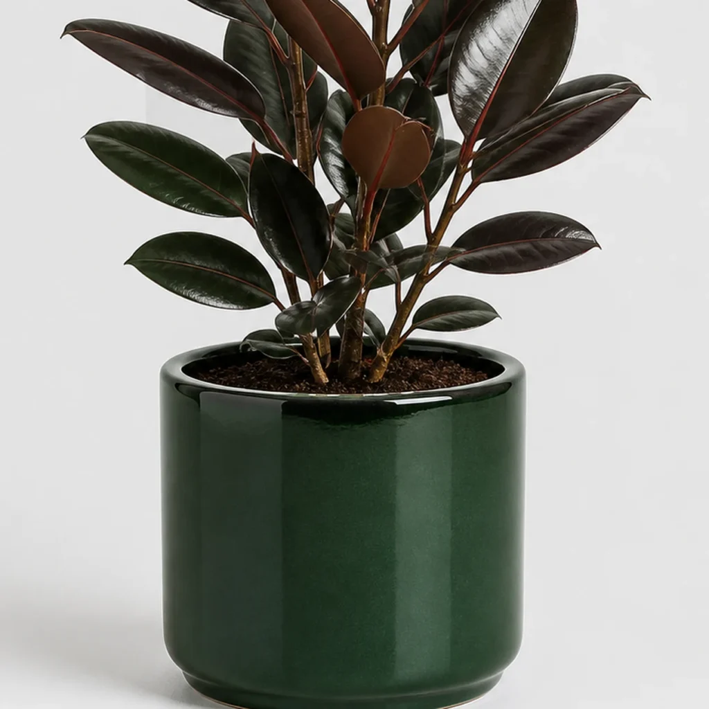 Burgundy Rubber Plant container detail