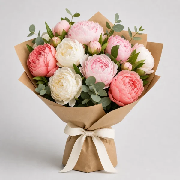 Soft Peony Bouquet front view