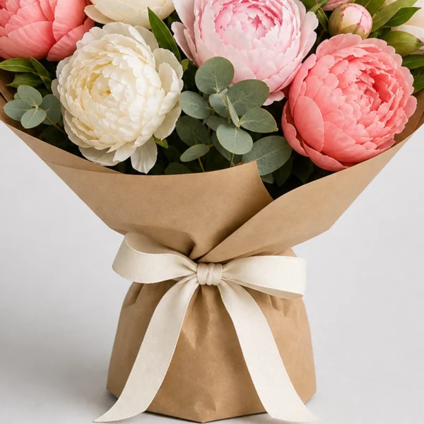 Soft Peony Bouquet container detail