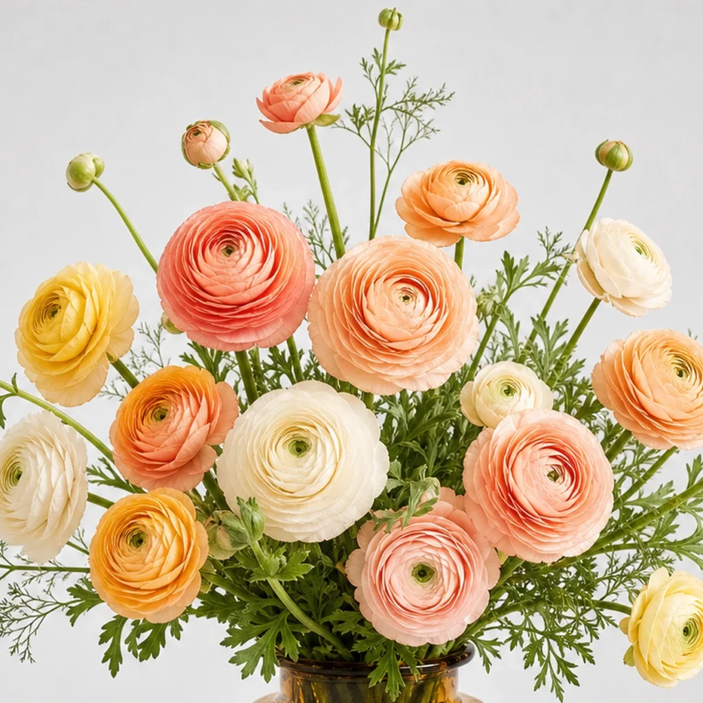 Sunlit Ranunculus Bouquet detail view
