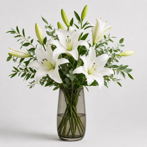 White Lily Bouquet front view