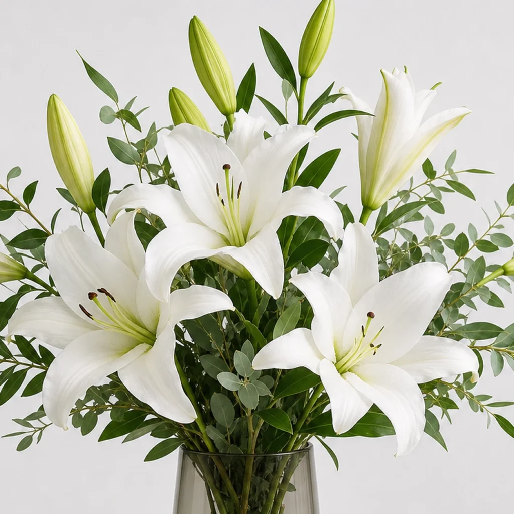 White Lily Bouquet detail view