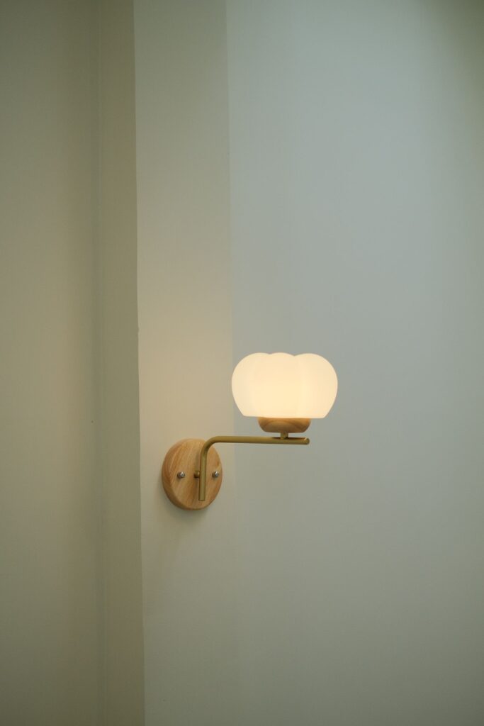Globe wall sconce on a plain wall