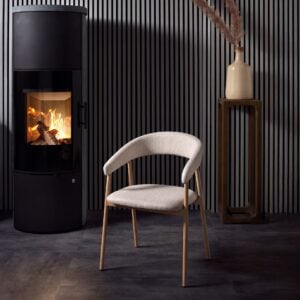 Upholstered dining chair on oak legs