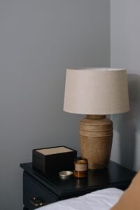 Ceramic table lamp with linen shade